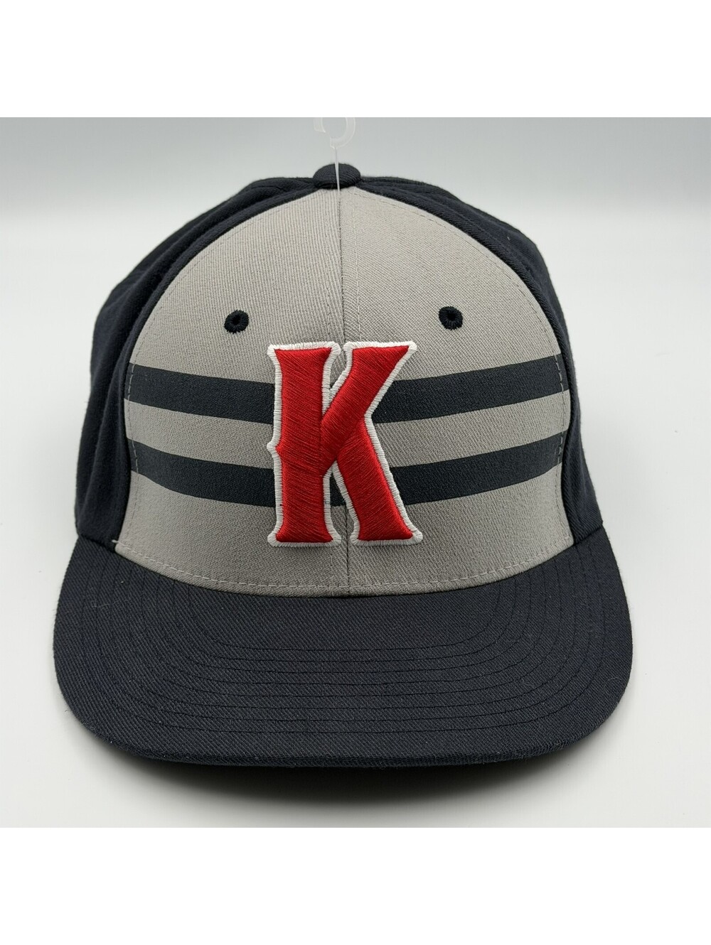 Pacific Headwear Pro-CD D-Series Fitted Baseball Cap Hat Size L-XL Navy Gray Red